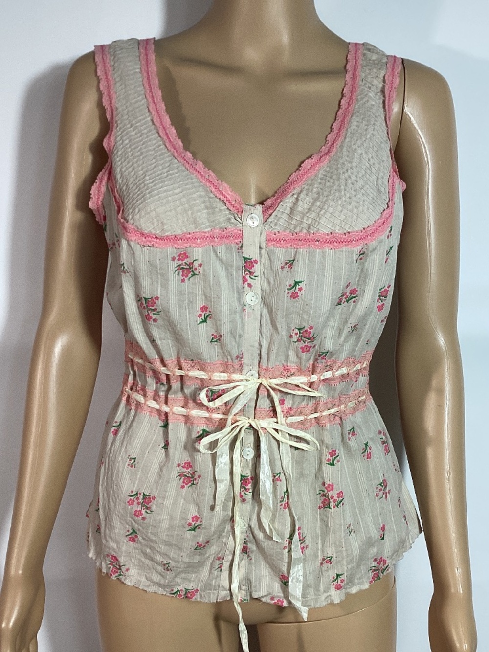 Free People vintage floral corset tank top Sz 12